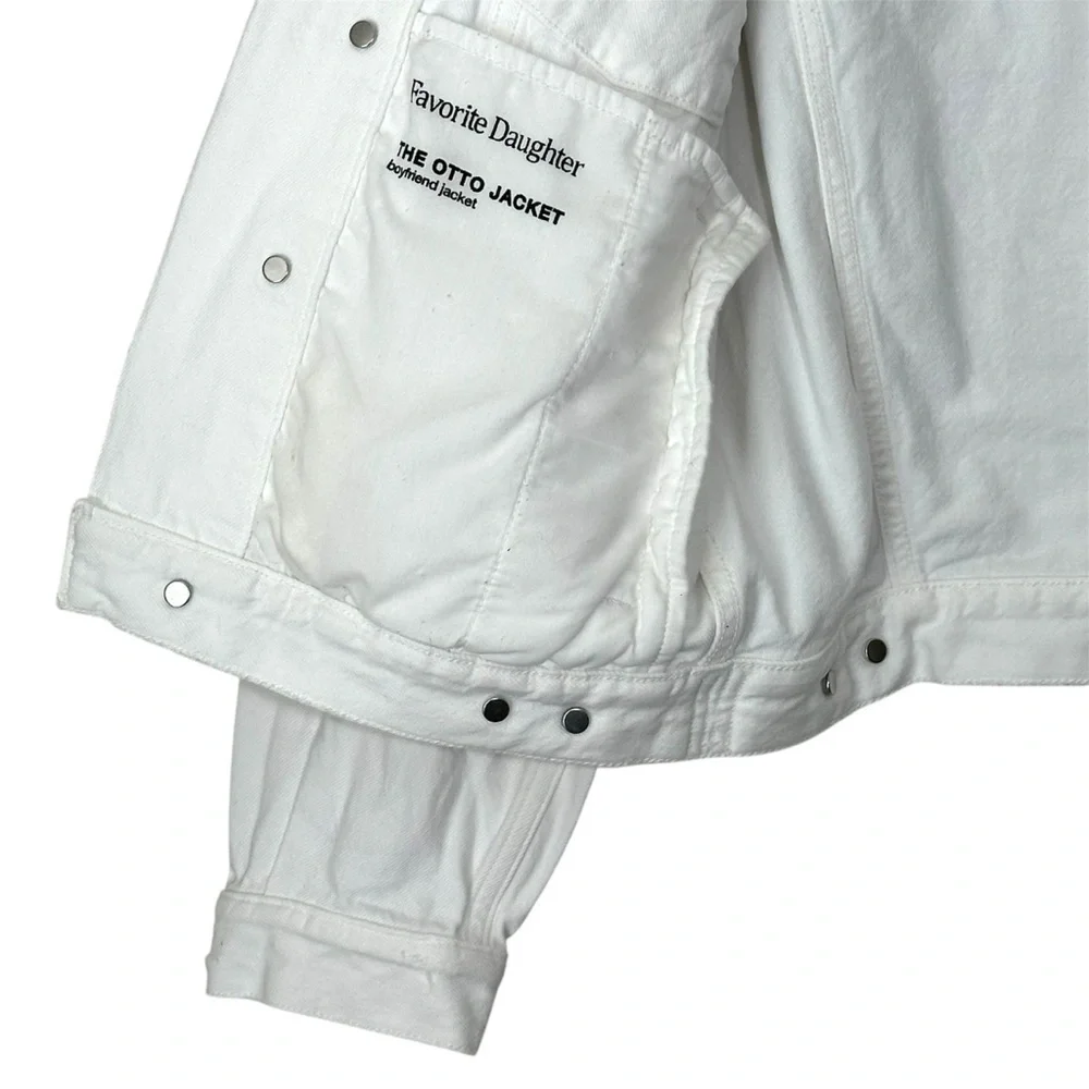 Anthropologie Favorite Daughter White Otto Boyfriend Jacket Rigid Denim size XS - Picture 10 of 16